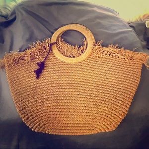 Large Straw Woven Market Bag/Beach Tote